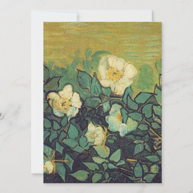 Convite em branco, Van Gogh Rosas Silvestres (Frente)
