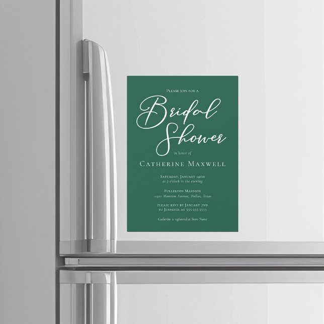 Convite Emerald Green White Typography Bridal Shower (Criador carregado)