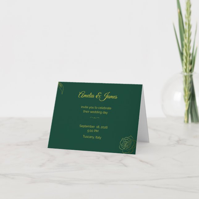 Convite Emerald Romance Wedding Invitations (Frente)