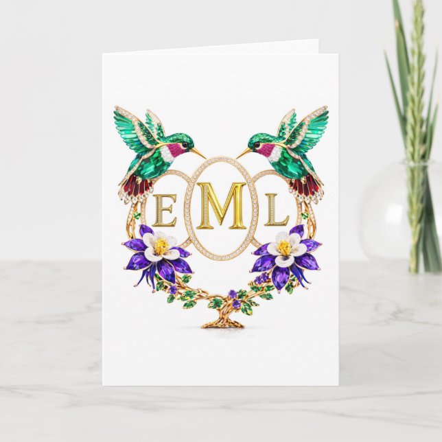 Convite EML Hummingbird Any Letters Custom Folded Wedding (Frente)