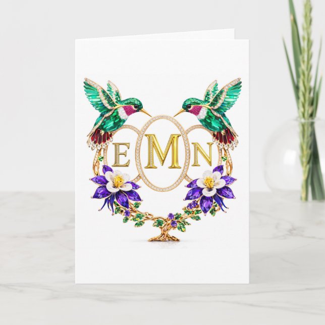 Convite EMN Hummingbird Any Letters Custom Folded Wedding (Frente)