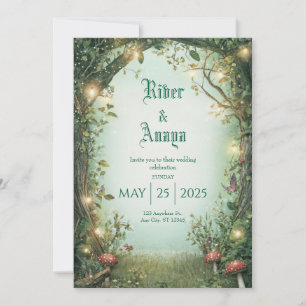 Convite Encantado para Casamento de Brilho de Jard