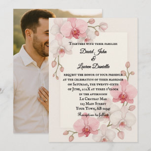 Convite Encantado para Casamento de Fotos Orquídea