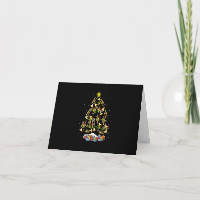 Convite Enfeites de Natal de Árvore de Trombeta Divertida  (Frente)