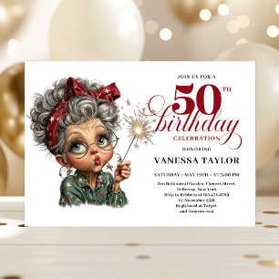 Convite engraçado e extravagante para festa de 50 