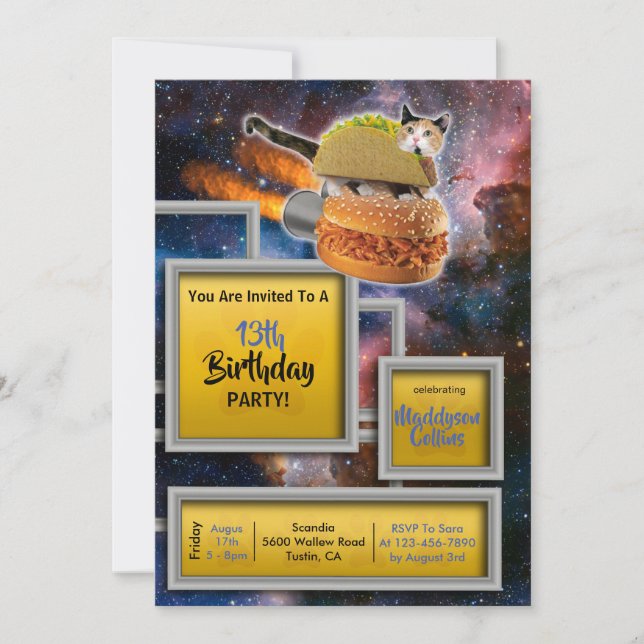 Convite Engraçado para Entrega de Gato Fogueiro (Frente)