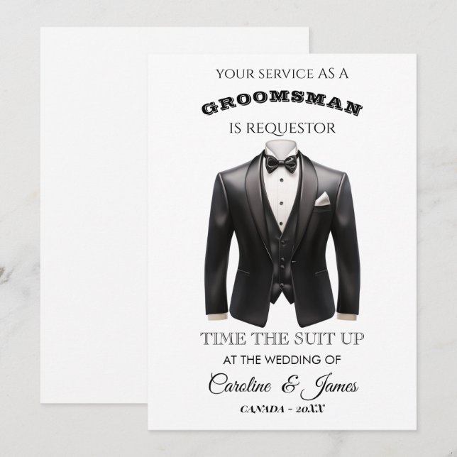 Convite Engraçado para Padrinho de Casamento (Frente/Verso)