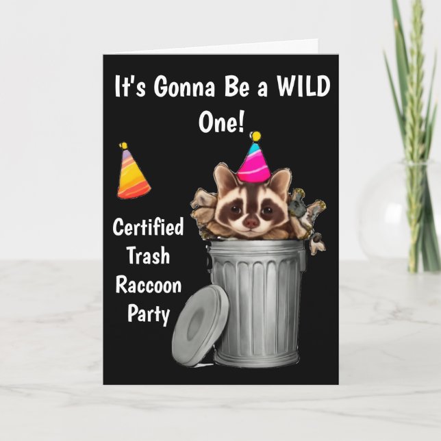 Convite Engraçado Raccoon Trash Can Birday Design (Frente)