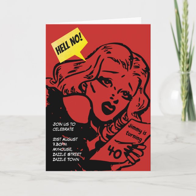 Convite ENGRAÇADO sobre o Hill Birthday Invites - Comic Re (Frente)