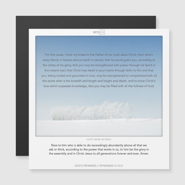 Convite Epheisans 3:14-21 PROMESSAS DE DEUS SCRIPIX magnét (Frente/Verso)