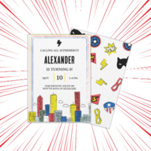 Convite Épico de Super-Herói   Festa de Revista em