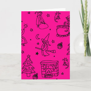 Convite epifania natal bruxa befana rosa