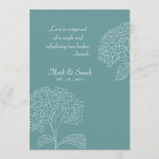 Convite esboçado do azul dos Hydrangeas