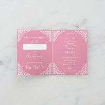 Convite (escreva) Floral Cruz Batismo Rosa Bege