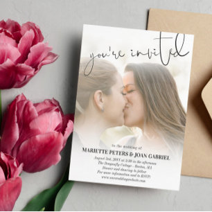 Convite Escrevendo de mão Você é o Casamento Fotográfico C