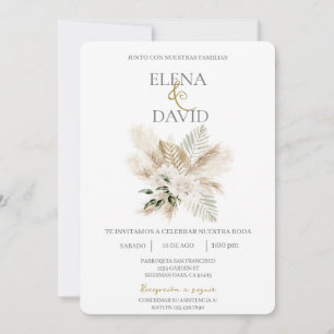 Convite Espanhol para Casamento Boho