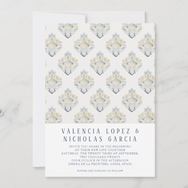 Convite Espanhol para Casamento de Azulejos (Frente)