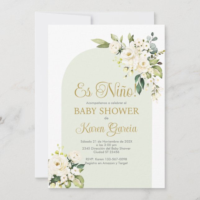 Convite Espanhol para chá de fraldas (Frente)