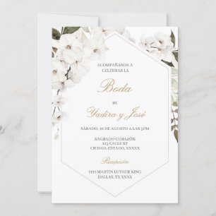 Convite Espanhol para o casamento floral Elegante