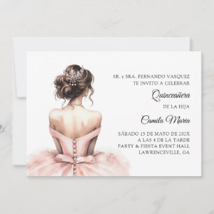 Convite Espanhol para Quinceañera Rosa