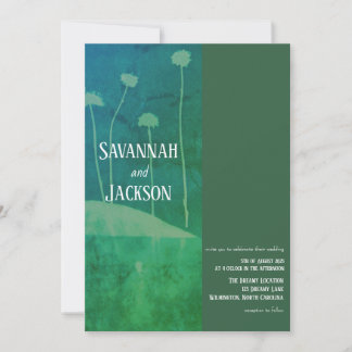 Convite Especial de Casamento de Flor Verde Azul