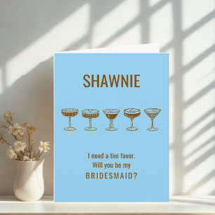 Convite Espresso Azul Martini Você Será Minha Porta-Voz?
