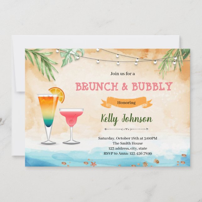 Convite espumante para brunch na praia (Frente)