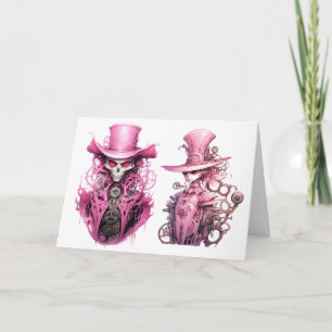 Convite Esqueleto Fantasma Steampunk Rosa