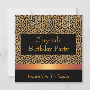 Convite Estampa de Leopardo Convite de Aniversário