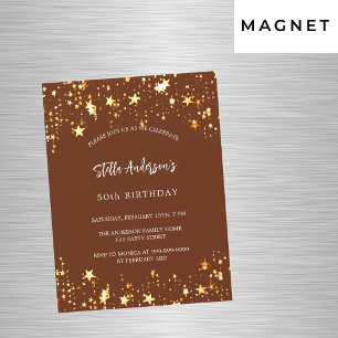 Convite Estrelas de ouro marrom de aniversário luxuosas