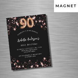 Convite Estrelas de ouro rosa preto luxo 90º aniversário
