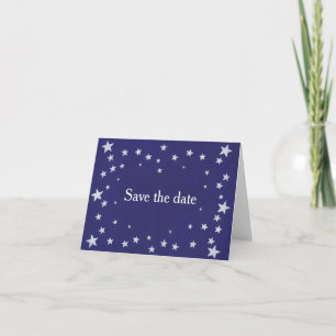 Convite Estrelas Prateadas em Azul Marinho Real Salvar - C