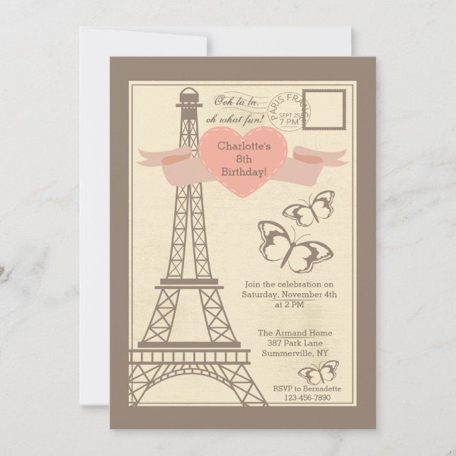 Convite Eu Amo Paris (Frente)