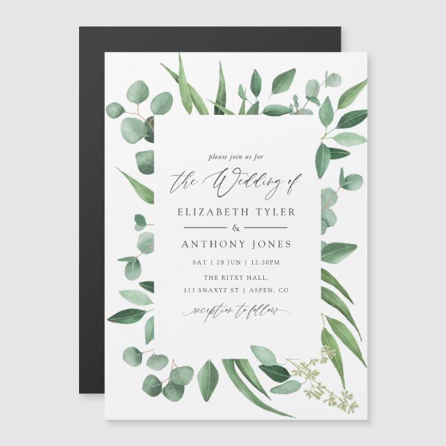 Convite Eucalyptus Greenery Wedding (Frente/Verso)