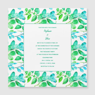 Convite Eucalyptus Leaf Art Green Teal Dusty Casamento Azu