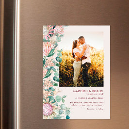 Convite Eucalyptus Pampas Grass Pink Proteas Save the Date