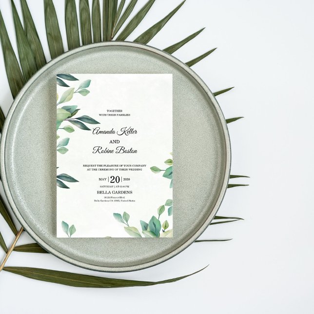 Convite Eucalyptus para Casamento Elegante (Criador carregado)