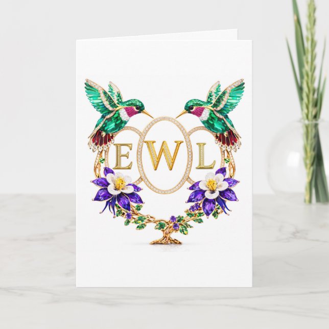 Convite EWL Hummingbird Any Letters Custom Folded Wedding (Frente)