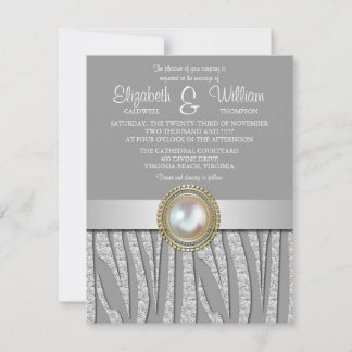 Convite Exótico de Casamento de Padrões de Silver
