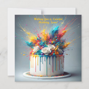 Convite Explosão de alegria - Bolo de aniversário feliz