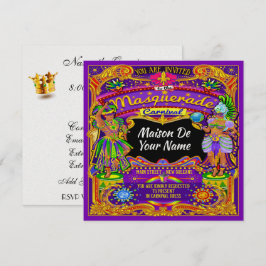 Convite FABULOSO Para Carnaval Mascarada Mardi Gra