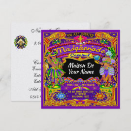 Convite FABULOSO Para Carnaval Mascarada Mardi Gra