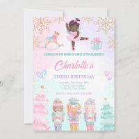 Convite Fada Rosa Terra dos Doces Quebra-Nozes