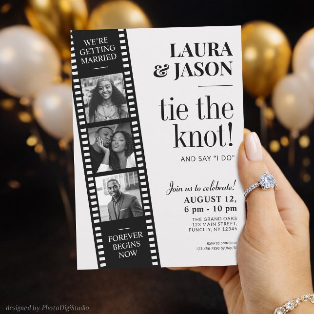 Convite Faixa de Filme, Casamento de Filme de Holl (Film Strip Invite, Hollywood Movie Custom Wedding Invitation)