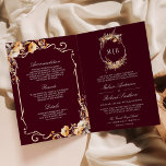 Convite Fall Wildflower Crest Burgundy QR Code Wedding<br><div class="desc">Amaze your guests with this elegant all in one wedding invite featuring beautiful rustic wildflowers and modern typography with QR Code for online RSVP.</div>