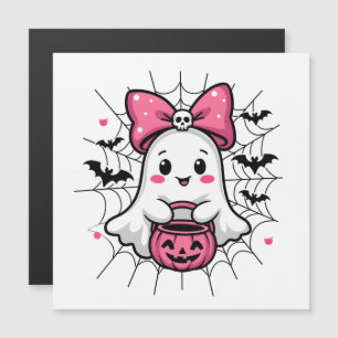 Convite Fantasma Assustador com Laço Rosa Conscientização