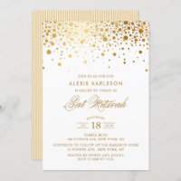 Convite Faux Gold Foil Confetti Bat Mitzvah