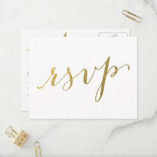 Convite Faux Gold Foil Glamor   Cartão postal RSVP de Casa