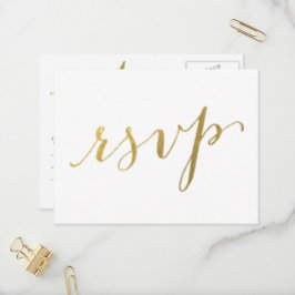 Convite Faux Gold Foil Glamor | Cartão postal RSVP de Casa