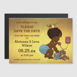 Convite Faux Gold Foil Salvar A Data Do Príncipe Étnico Te
